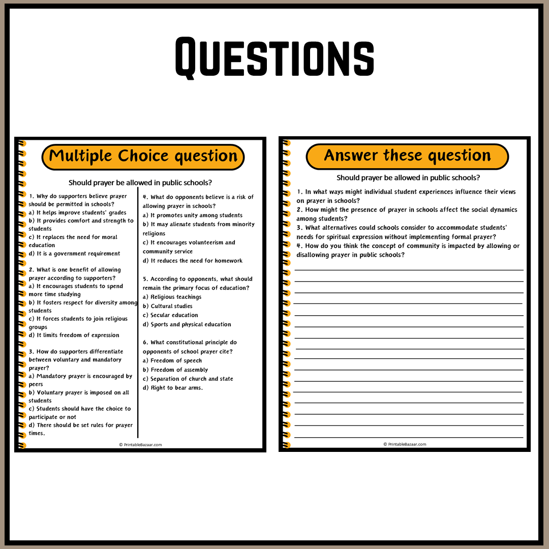 Should prayer be allowed in public schools? | Debate Case Study Worksheet