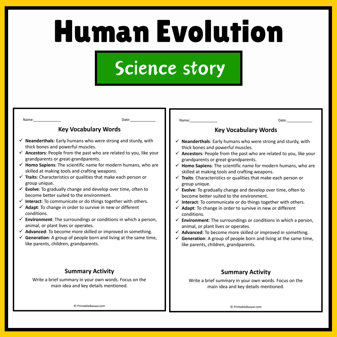 Human Evolution | Science Story Reading Comprehension Activity