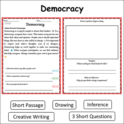 Democracy | Short Reading Comprehension Creative Worksheet