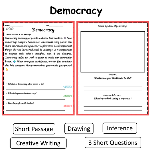 Democracy | Short Reading Comprehension Creative Worksheet