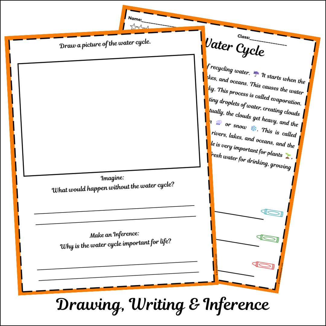 Water Cycle | Short Reading Comprehension Creative Worksheet