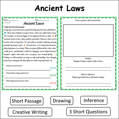 Ancient Laws | Short Reading Comprehension Creative Worksheet
