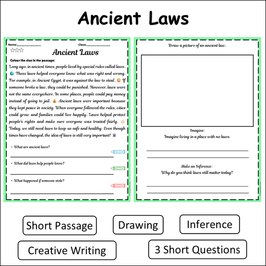 Ancient Laws | Short Reading Comprehension Creative Worksheet