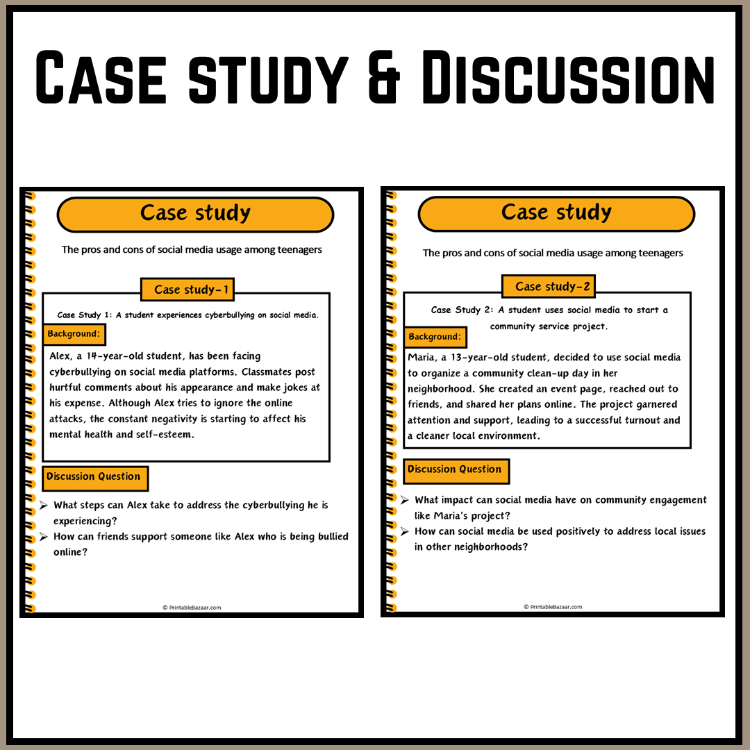 The pros and cons of social media usage among teenagers | Debate Case Study Worksheet