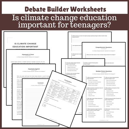 Is climate change education important for teenagers? | Favour and Against Worksheet Printable Activity