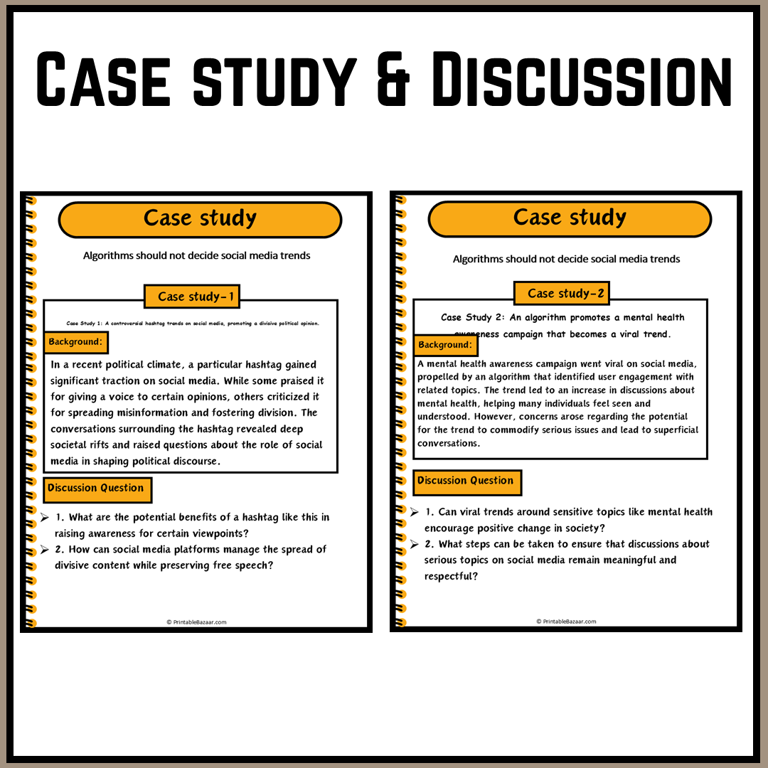 Algorithms should not decide social media trends | Debate Case Study Worksheet