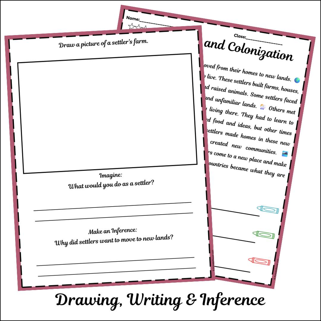 Settlers and Colonization | Short Reading Comprehension Creative Worksheet