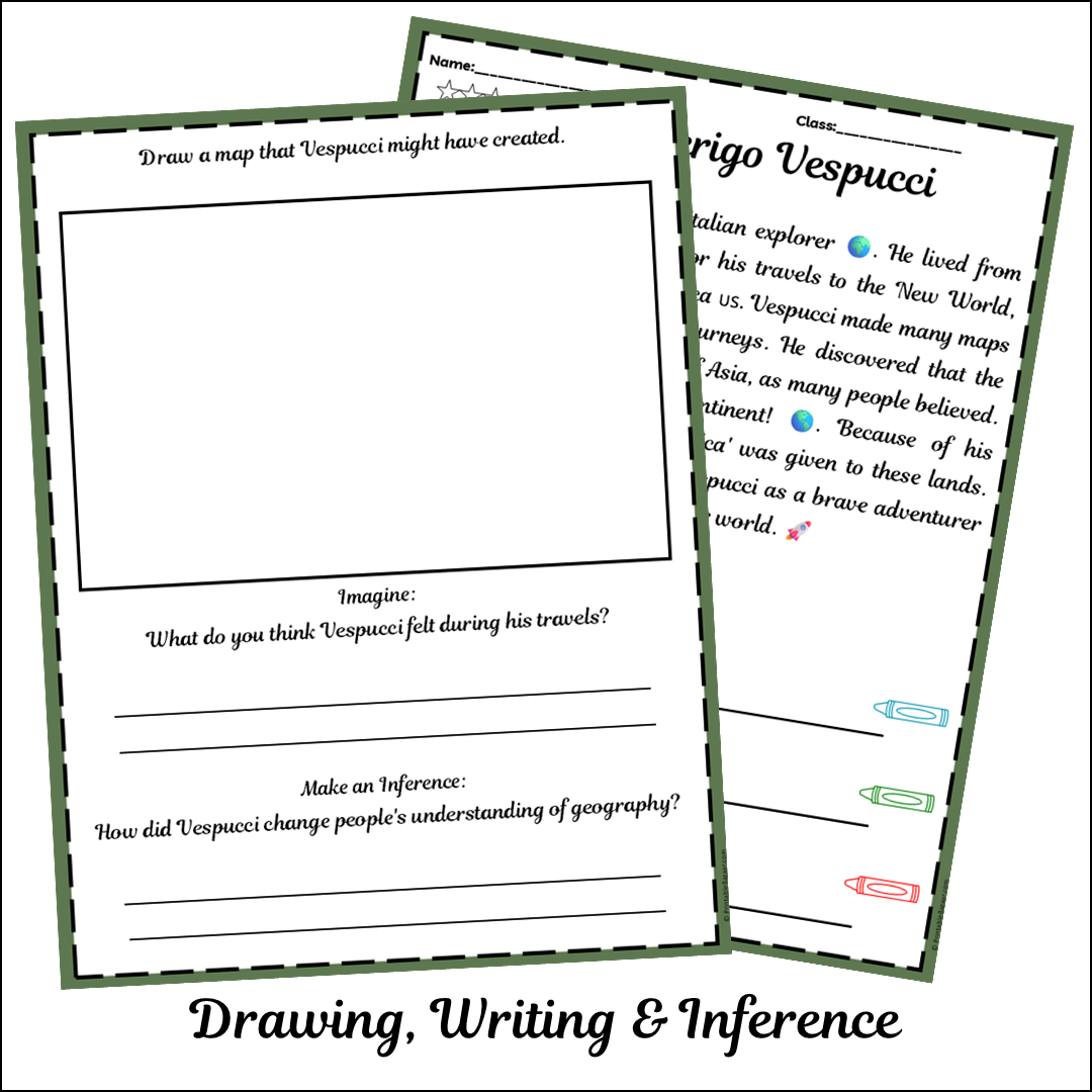 Amerigo Vespucci | Short Reading Comprehension Creative Worksheet