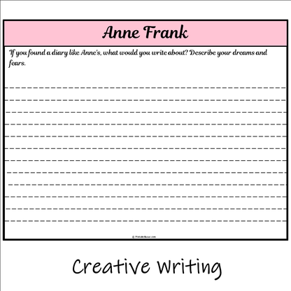 Anne Frank | Main Idea and Supporting Details Reading Passage and Questions