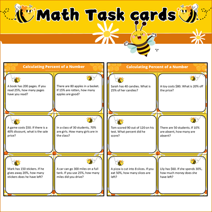 Calculating Percent of a Number | Math Task Cards