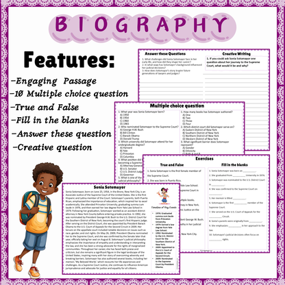 Sonia Sotomayor | Biography Reading Comprehension and Questions Worksheet
