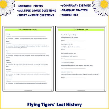 Flying Tigers' Lost History | Poem Grammar Worksheet Printable Activity