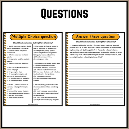 Should Teachers Address Bullying More Effectively? | Debate Case Study Worksheet