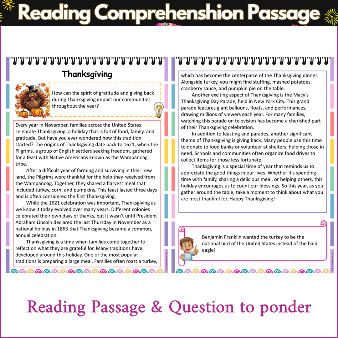 Thanksgiving | Reading Comprehension Passage and Questions