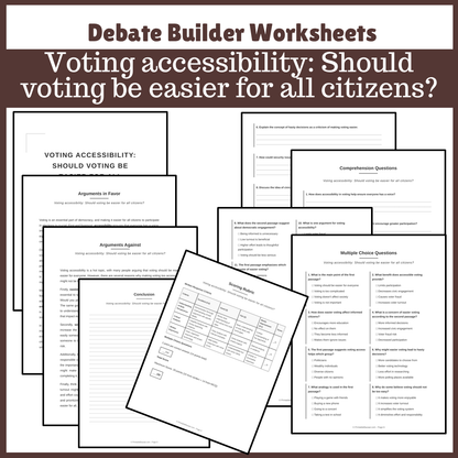 Voting accessibility: Should voting be easier for all citizens? | Favour and Against Worksheet Printable Activity