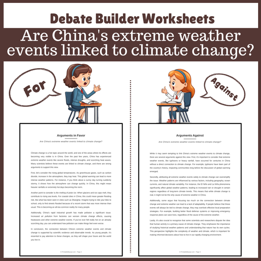 Are China's extreme weather events linked to climate change? | Favour and Against Worksheet Printable Activity
