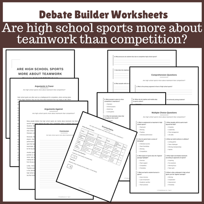 Are high school sports more about teamwork than competition? | Favour and Against Worksheet Printable Activity