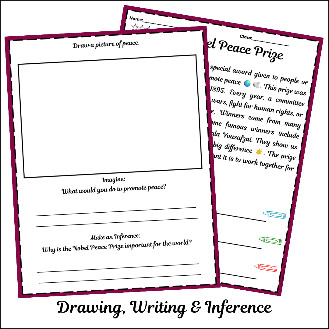 Nobel Peace Prize | Short Reading Comprehension Creative Worksheet