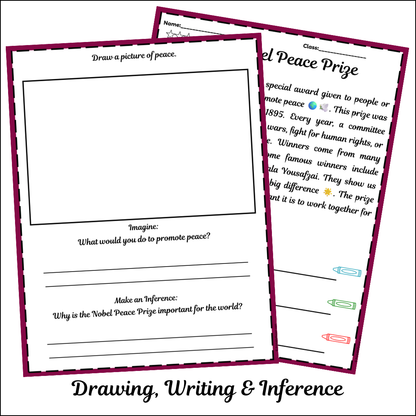 Nobel Peace Prize | Short Reading Comprehension Creative Worksheet