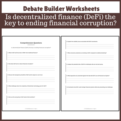 Is decentralized finance (DeFi) the key to ending financial corruption? | Favour and Against Worksheet Printable Activity