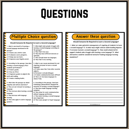 Should Everyone Be Required to Learn a Second Language? | Debate Case Study Worksheet