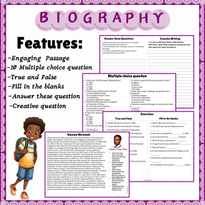 Kwame Nkrumah | Biography Reading Comprehension and Questions Worksheet