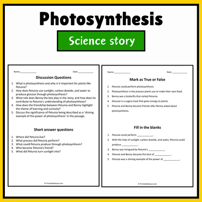 Photosynthesis | Science Story Reading Comprehension Activity
