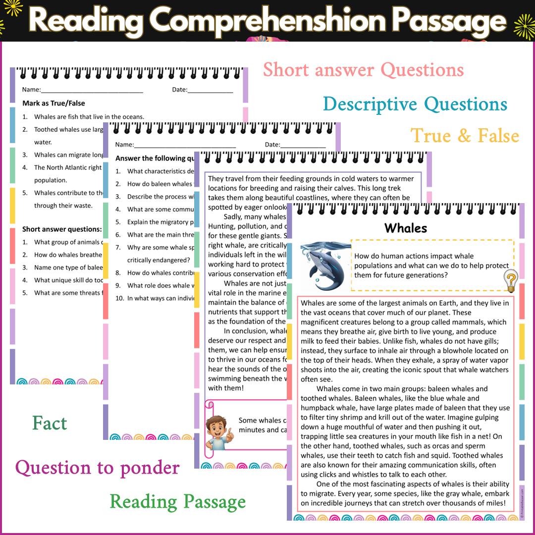 Whales | Reading Comprehension Passage and Questions