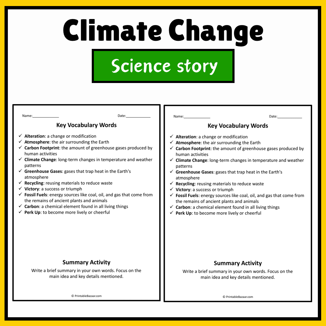 Climate Change | Science Story Reading Comprehension Activity