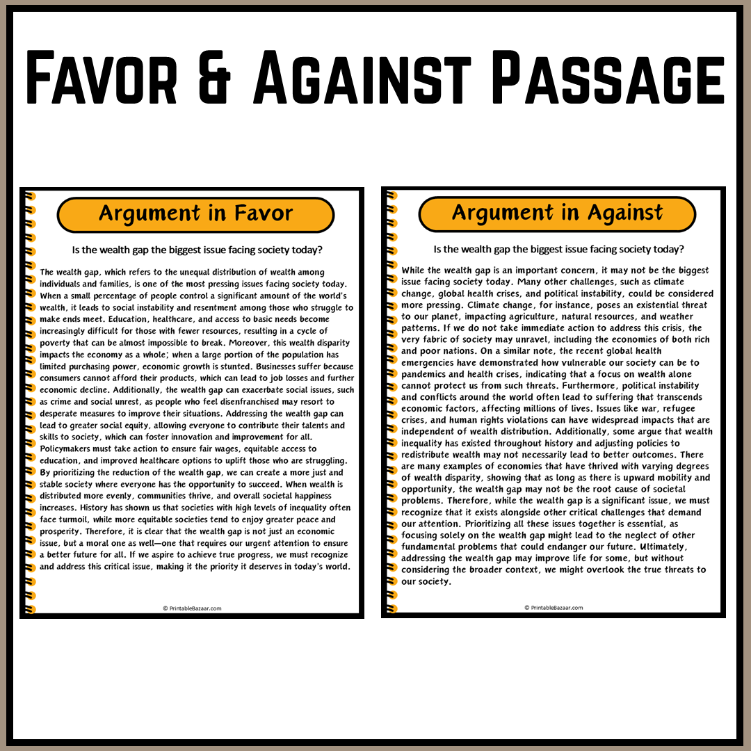 Is the wealth gap the biggest issue facing society today? | Debate Case Study Worksheet