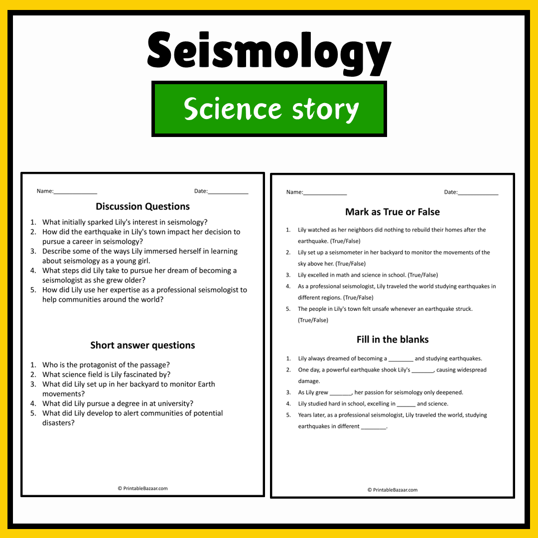 Seismology | Science Story Reading Comprehension Activity