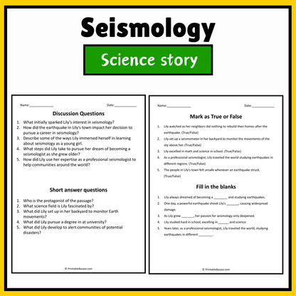 Seismology | Science Story Reading Comprehension Activity