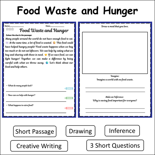 Food Waste and Hunger | Short Reading Comprehension Creative Worksheet