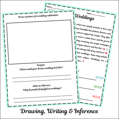 Weddings | Short Reading Comprehension Creative Worksheet