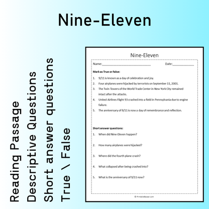 Nine-Eleven | Reading Comprehension Passage Printable Worksheet