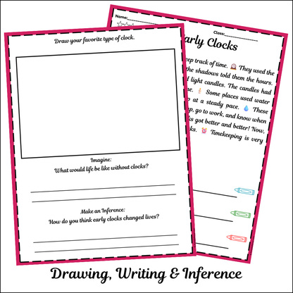 Early Clocks | Short Reading Comprehension Creative Worksheet