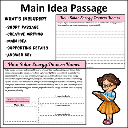 How Solar Energy Powers Homes | Main Idea and Supporting Details Reading Passage and Questions