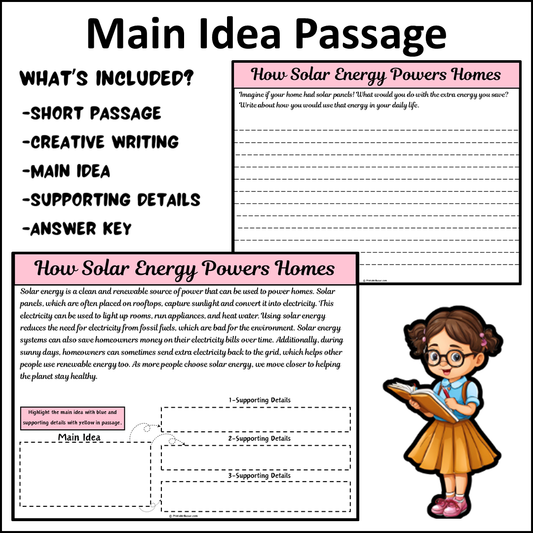 How Solar Energy Powers Homes | Main Idea and Supporting Details Reading Passage and Questions