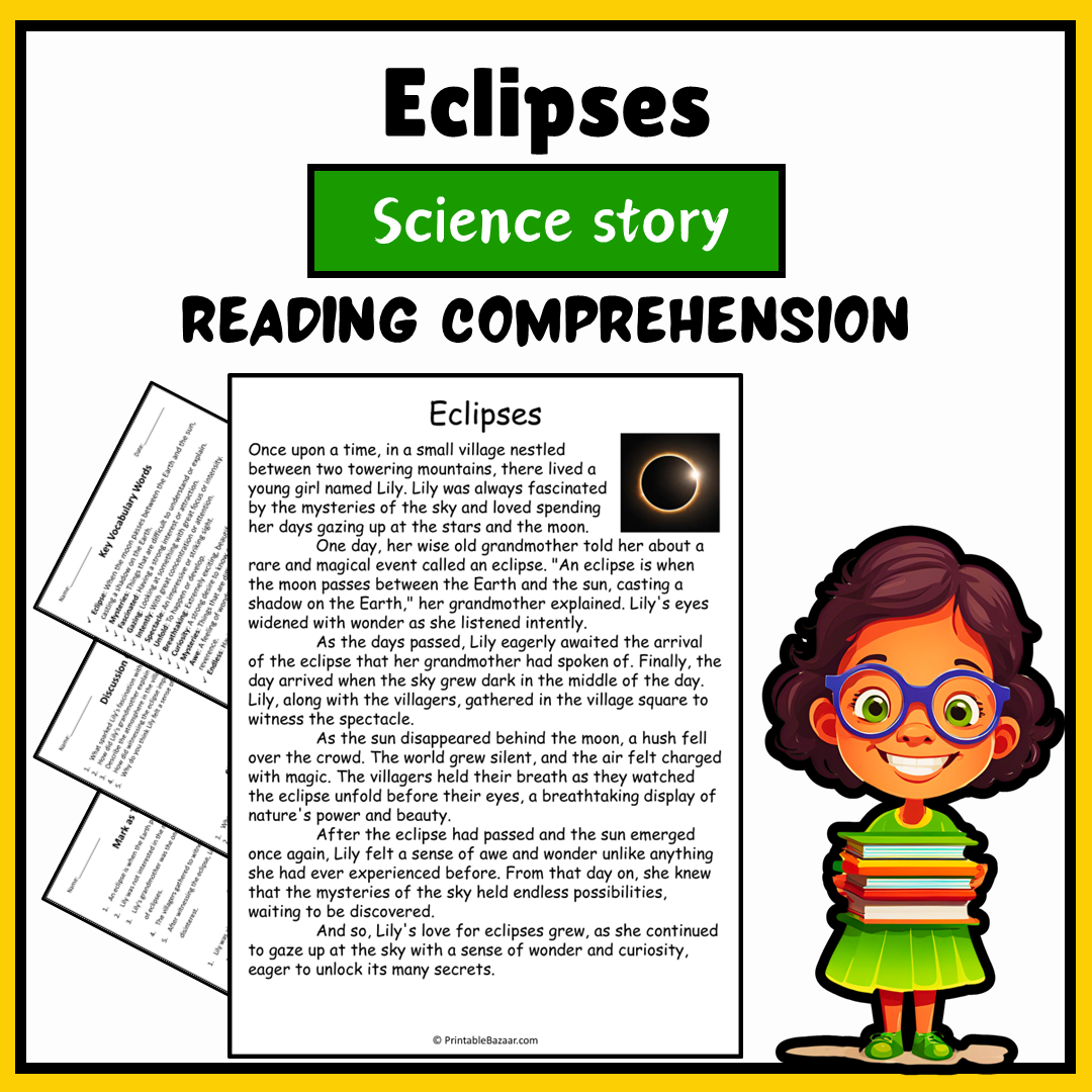 Eclipses | Science Story Reading Comprehension Activity