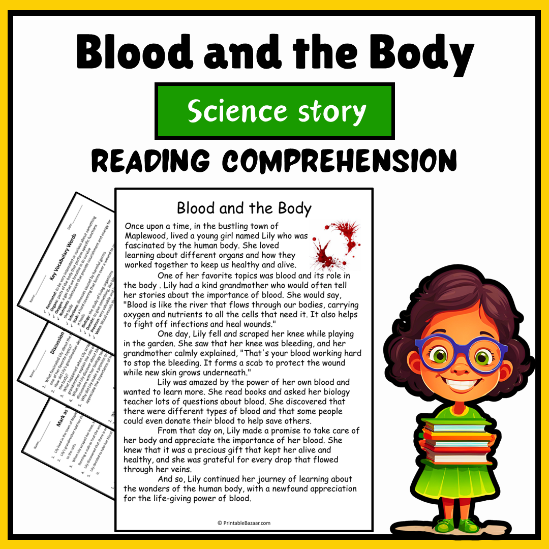 Blood and the Body | Science Story Reading Comprehension Activity