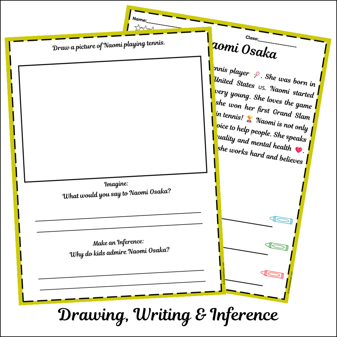 Naomi Osaka | Short Reading Comprehension Creative Worksheet