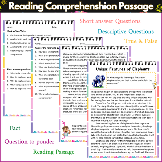 Unique Features of Elephants | Reading Comprehension Passage and Questions