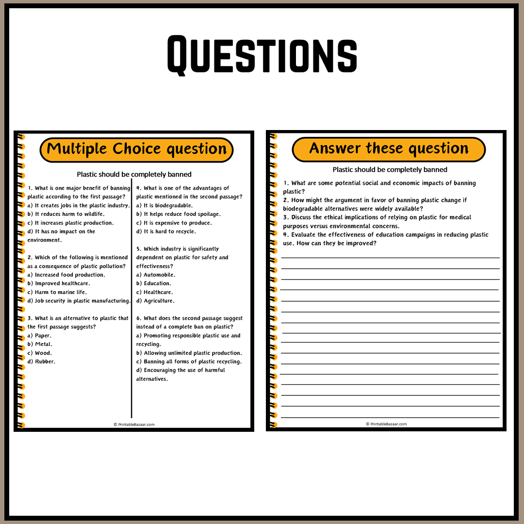 Plastic should be completely banned | Debate Case Study Worksheet