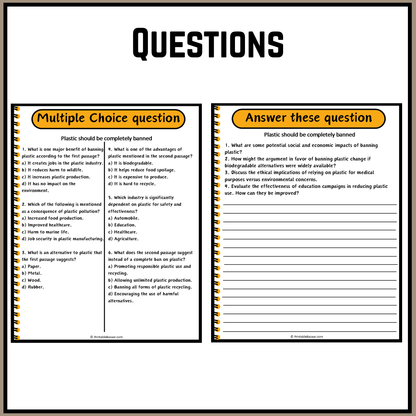 Plastic should be completely banned | Debate Case Study Worksheet