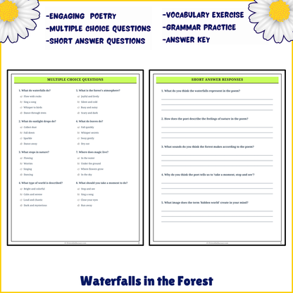 Waterfalls in the Forest | Poem Grammar Worksheet Printable Activity