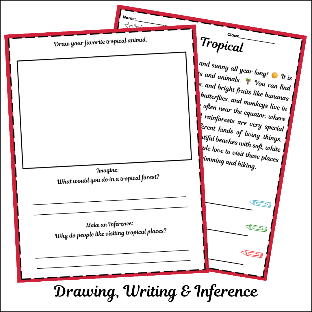 Tropical | Short Reading Comprehension Creative Worksheet