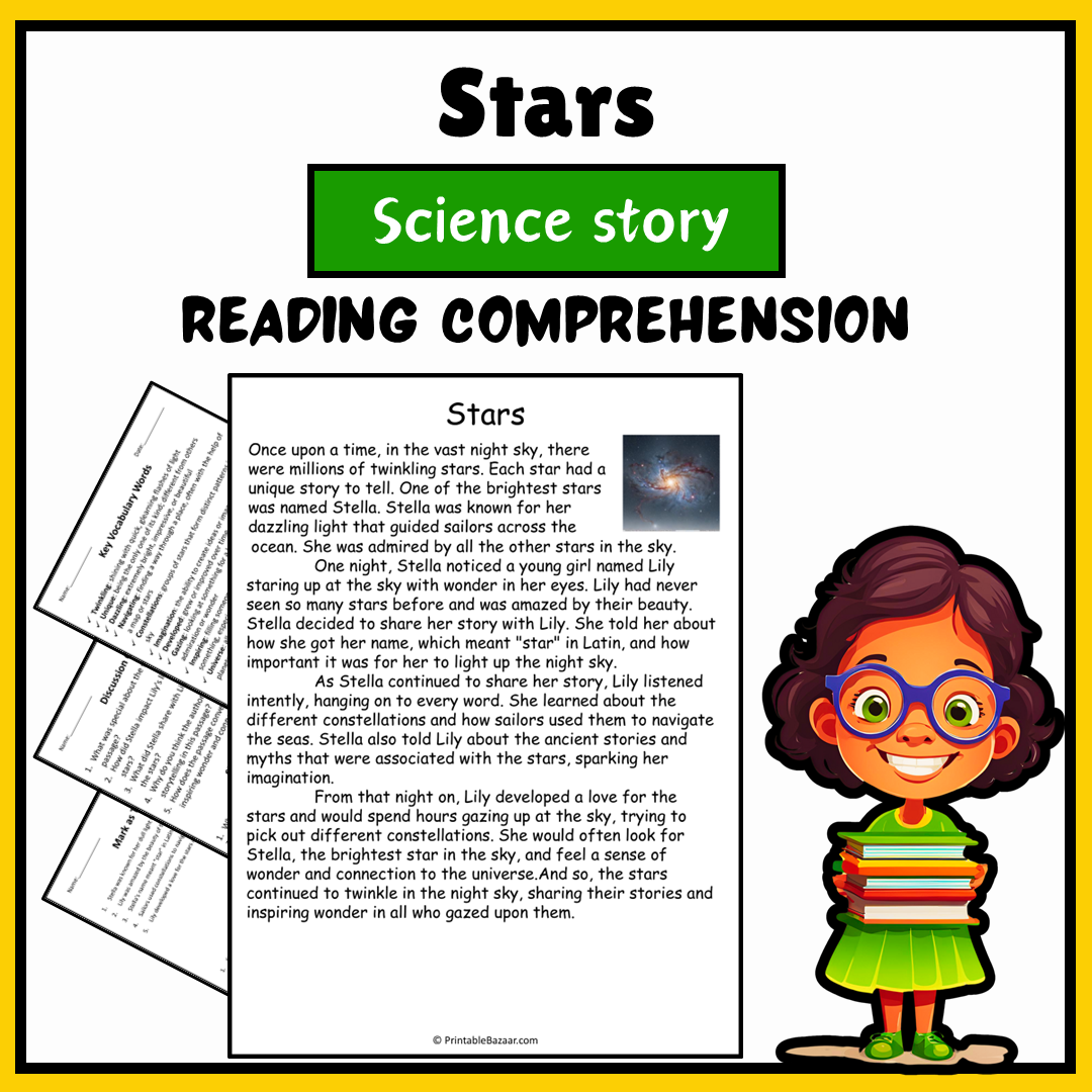 Stars | Science Story Reading Comprehension Activity
