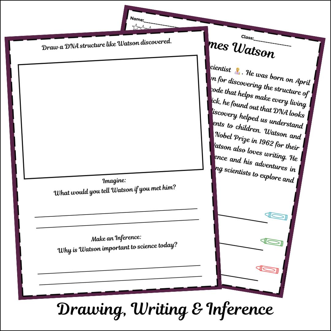 James Watson | Short Reading Comprehension Creative Worksheet