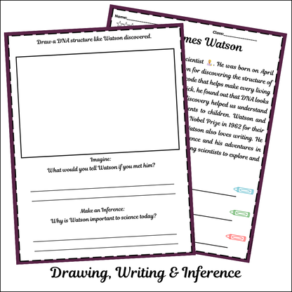 James Watson | Short Reading Comprehension Creative Worksheet