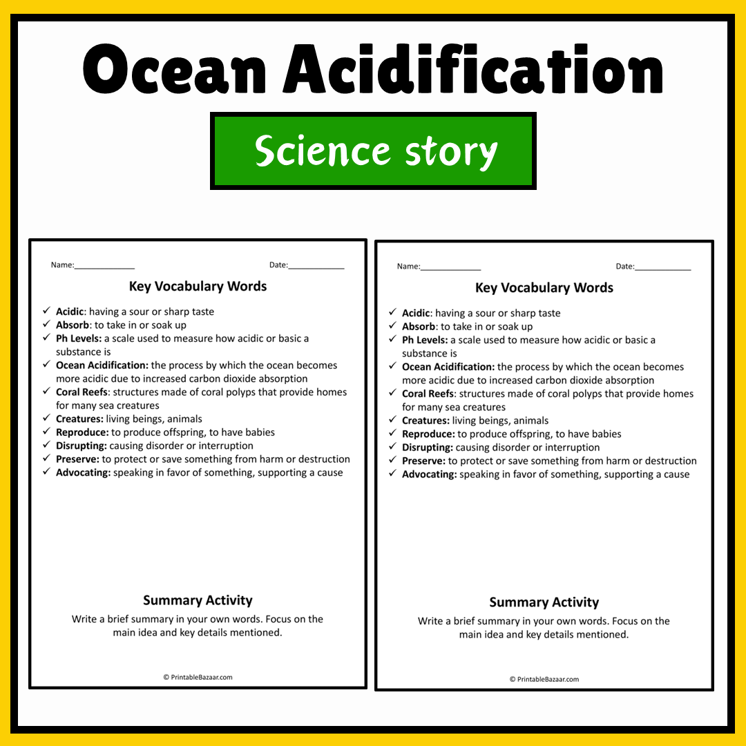 Ocean Acidification | Science Story Reading Comprehension Activity